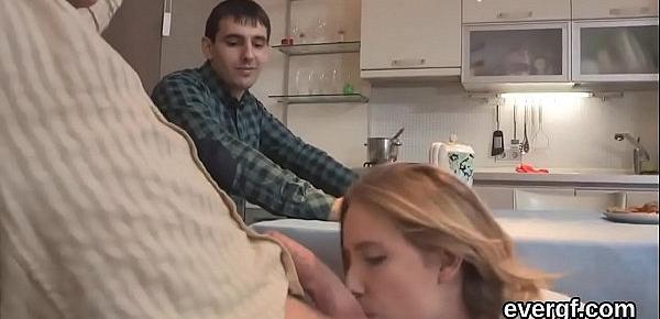  Penniless stud lets hot buddy to drill his exgf for cash